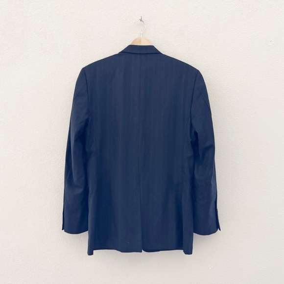 Loro Piana Hickey Freeman Sport Coat Blazer Jacket Wool Stripe Navy Classic 39 R - Picture 5 of 14
